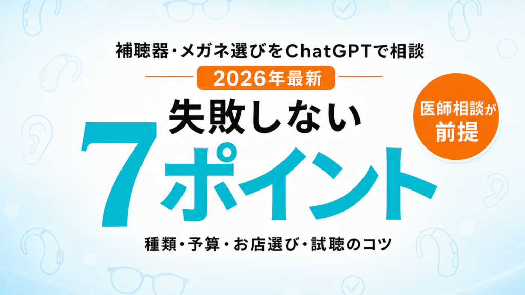 【2026年最新】補聴器・メガネ選びをChatGPTで相談｜失敗しない7つのポイント