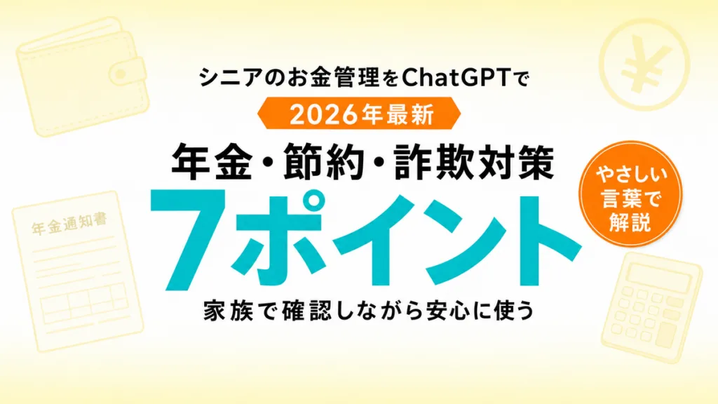 【2026年最新】シニアのお金管理をChatGPTで楽にする7ポイント｜年金・節約・詐欺対策