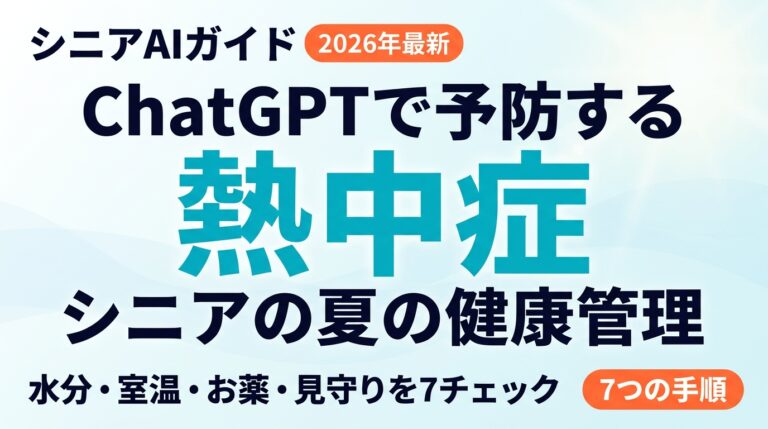 【2026年最新】シニアの熱中症をChatGPTで予防｜夏の健康管理7チェック