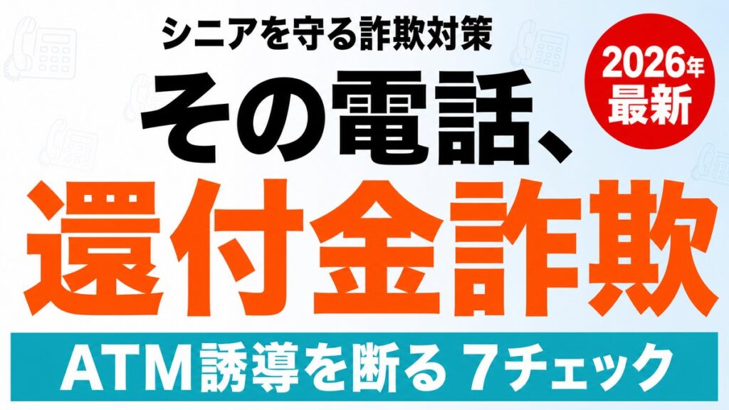 【2026年最新】還付金詐欺からシニアを守る｜ATM誘導を断る7チェック