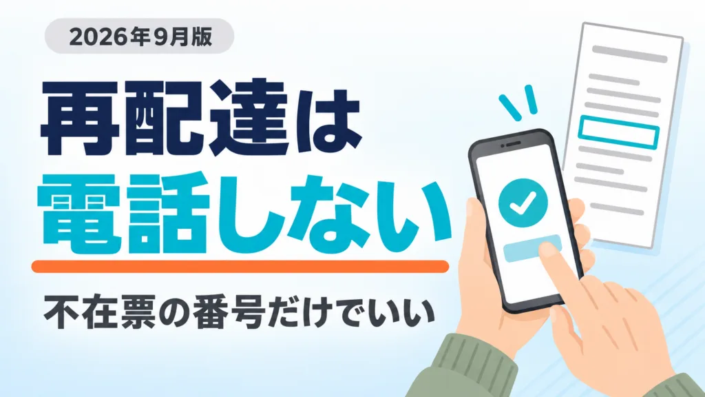 【2026年9月】再配達の頼み方｜不在票と置き配7ステップ